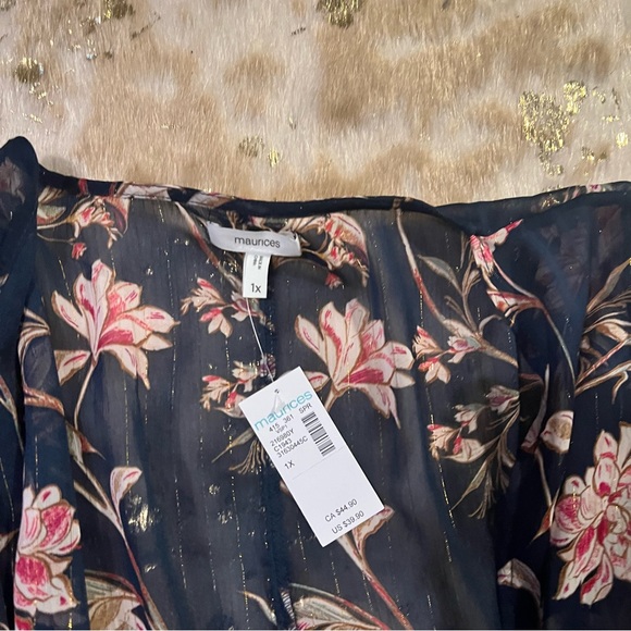 NWT Maurice’s 1X Plus Size Floral Kimono - Picture 6 of 8